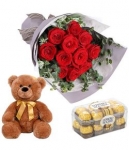 Valentines Day Flower with Bear Delivery Japan