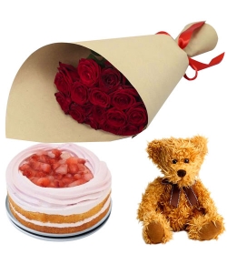 Send Gifts to Japan - Cake, Flower with Bear