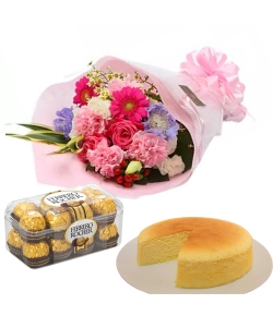 Japan Flower Shop - Pink Flower, Cheesecake with Ferrero