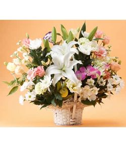 lilies sympathy basket