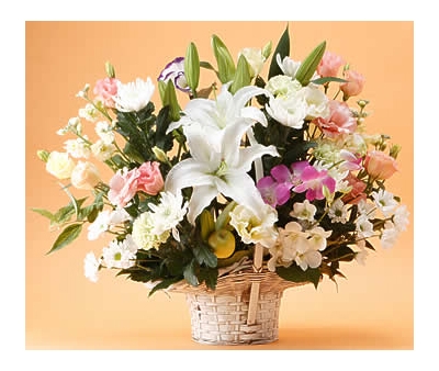 lilies sympathy basket